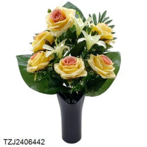 Tizen Wholesale Price Customizable Artificial Flower Wedding Decoration Artificial Flower Bouquet In Black Pot