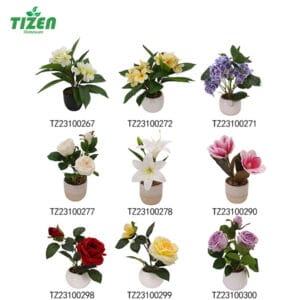 Tizen wholesale Artificial flowers potted custom plant fake flower pot artificial green plant for indoor outdoor decorate